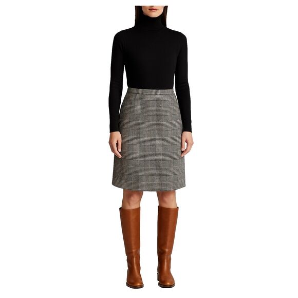 Ralph Lauren Skirt Womens M (14 Vintage) Plaid Straight Preppy Career Wool Blend - Picture 1 of 17